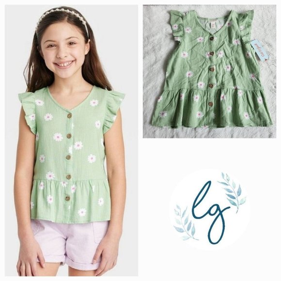 Cat & Jack Other - Cat & Jack Girls' Button-Front Sleeveless Woven Top (xsmall) 3KIDV-M